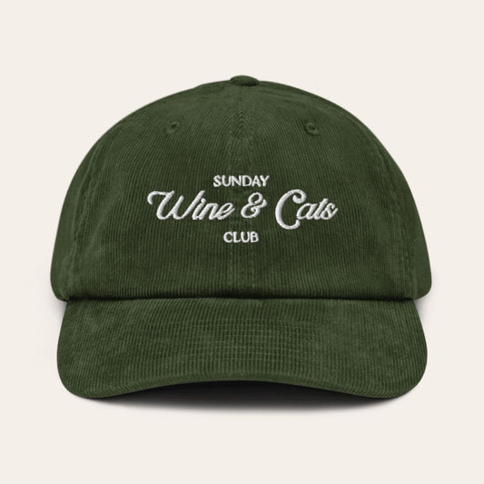 Wine and Cats Corduroy Dark Olive Cap Trufois