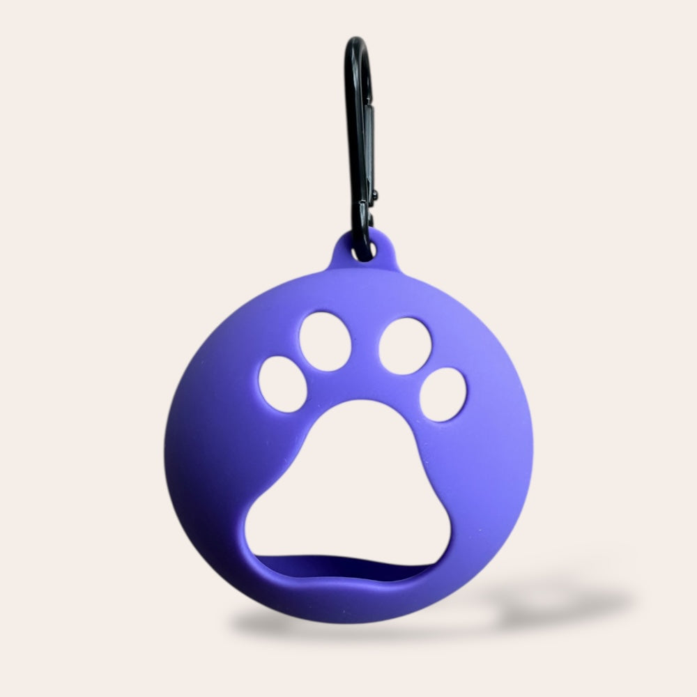 Clip-on tennis ball holder for dogs in purple – kiinnitettävä pallopidike koiralle