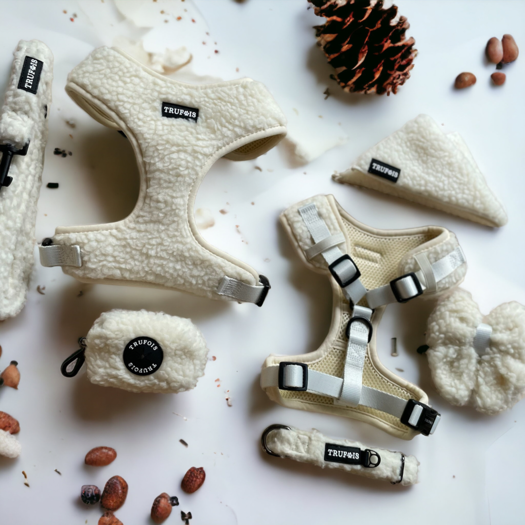 Teddy Dog Accessories. Teddy Adjustable Harness. Teddy Collar. Teddy Hands Free Leashes. Teddy Collection Cream White. Teddy Valjaat. Koiran Nalle Tarvikkeet Valkoinen.