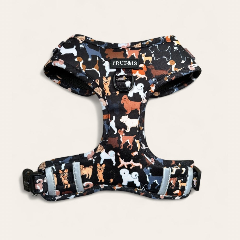 Dog Harness. Neck and Chest Adjustable. No Pull. Pocket for a Tracking Device.  Matching accessories. Ergonomic model for growing puppies to large dogs. Koiran Valjaat.