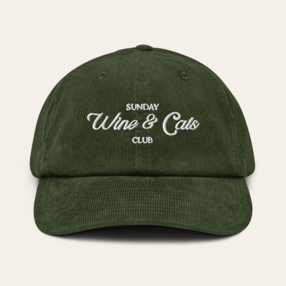 Wine and Cats Corduroy Dark Olive Cap Trufois