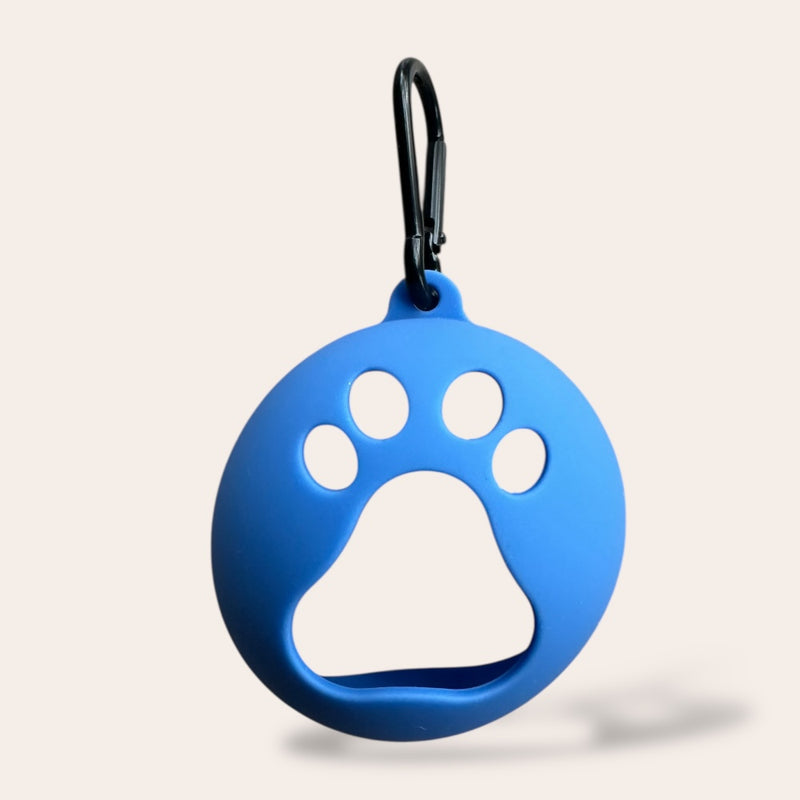 Clip-on tennis ball holder for dogs in blue – kiinnitettävä pallopidike koiralle